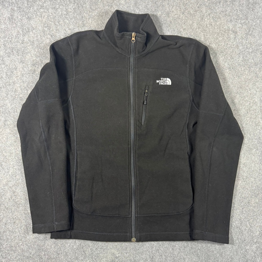 The North Face Jacket Mens Small Black Fleece Full Zip Waffle Knit Mock Neck